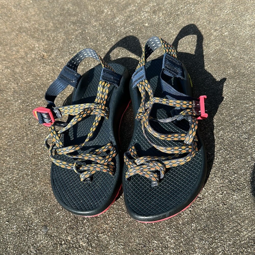 Chaco ZX/2 Hiking Sandals Strappy Waterproof Lightweight ~ Navy Blue/Orange/Pink - Picture 2 of 10